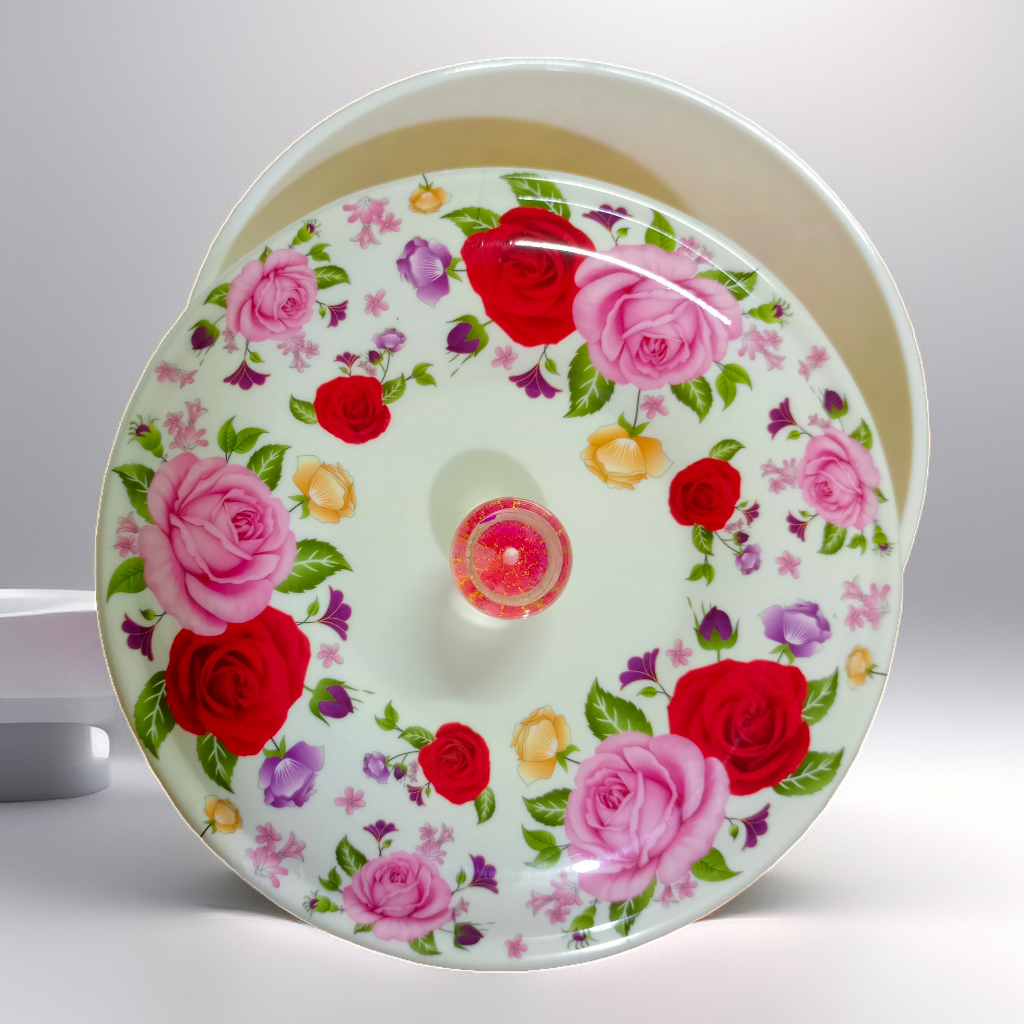 Melamine Printed Round Container | Naan/Roti Box White