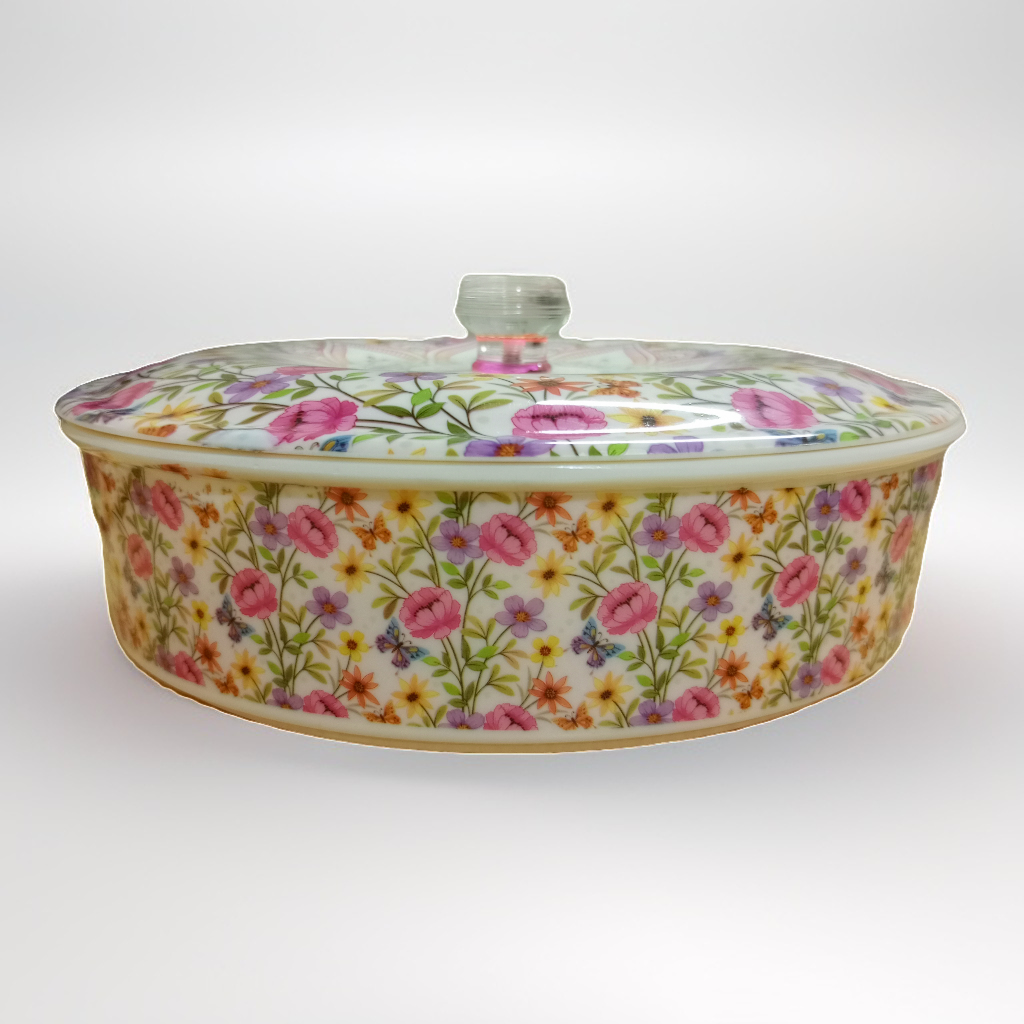 Melamine Printed Round Container | Naan/Roti Box Pink