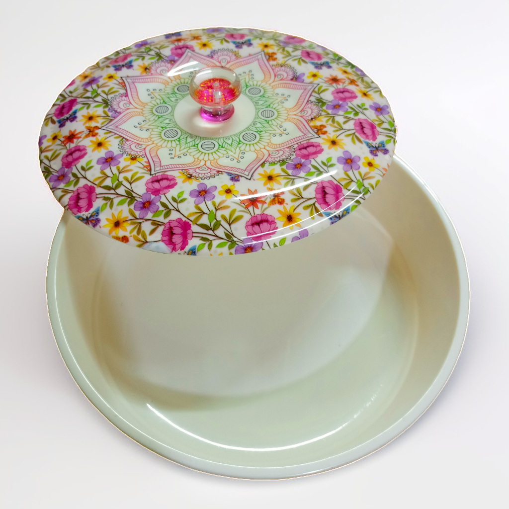 Melamine Printed Round Container | Naan/Roti Box Pink