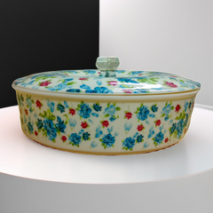 Melamine Printed Round Container | Naan/Roti Box Blue