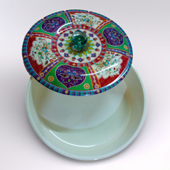 Melamine Printed Round Container | Naan/Roti Box Green