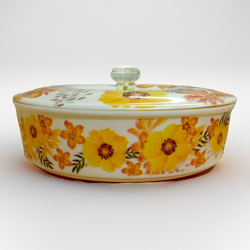 Melamine Printed Round Container | Naan/Roti Box Yellow