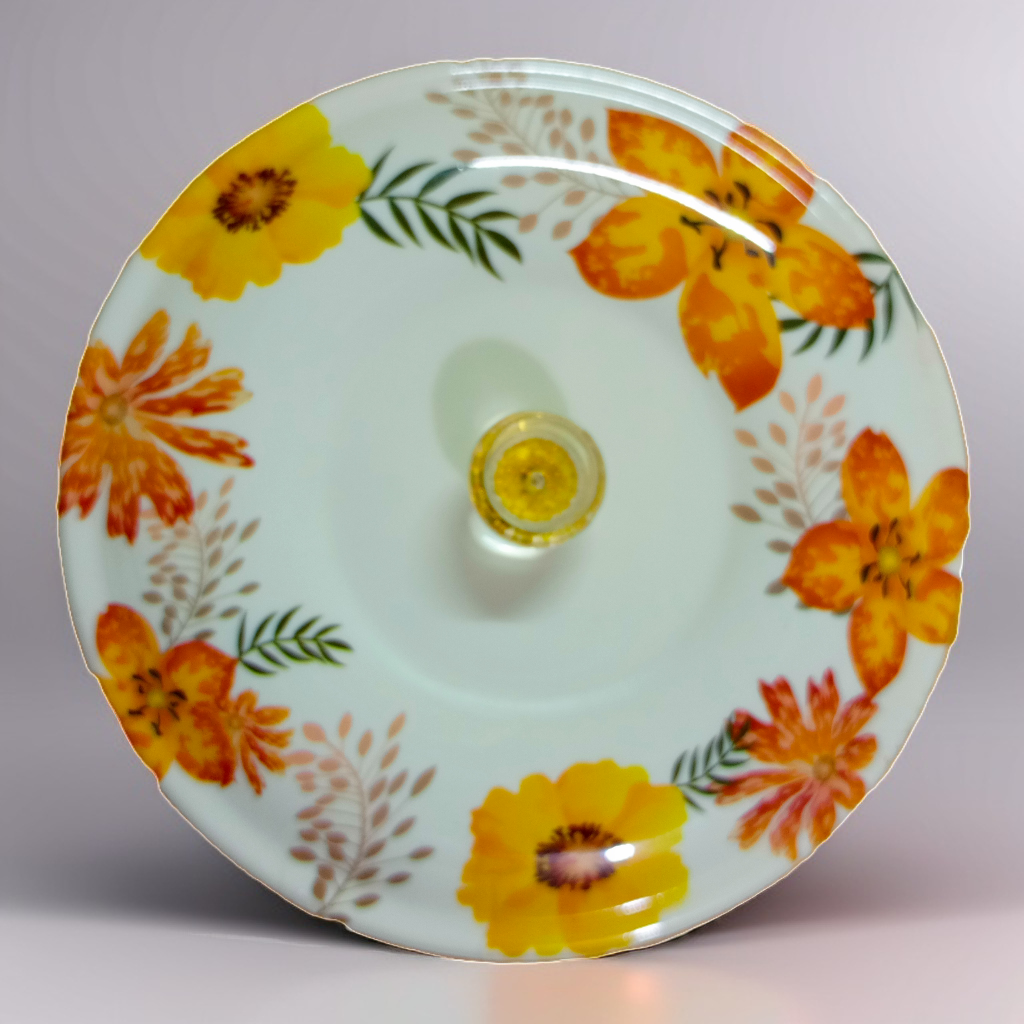 Melamine Printed Round Container | Naan/Roti Box Yellow