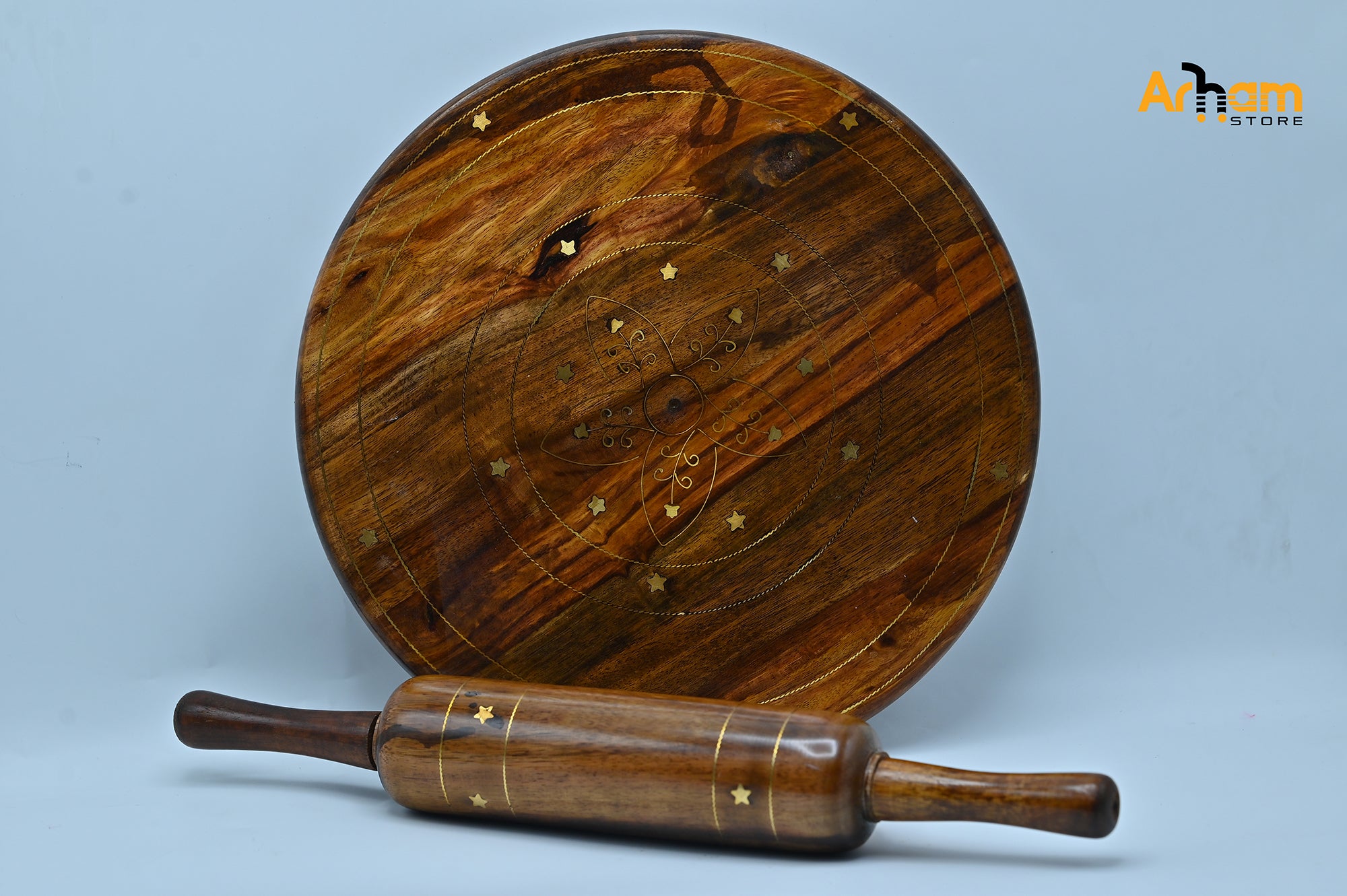 Wooden Rolling pin plus Rolling board (chakla, bailna).