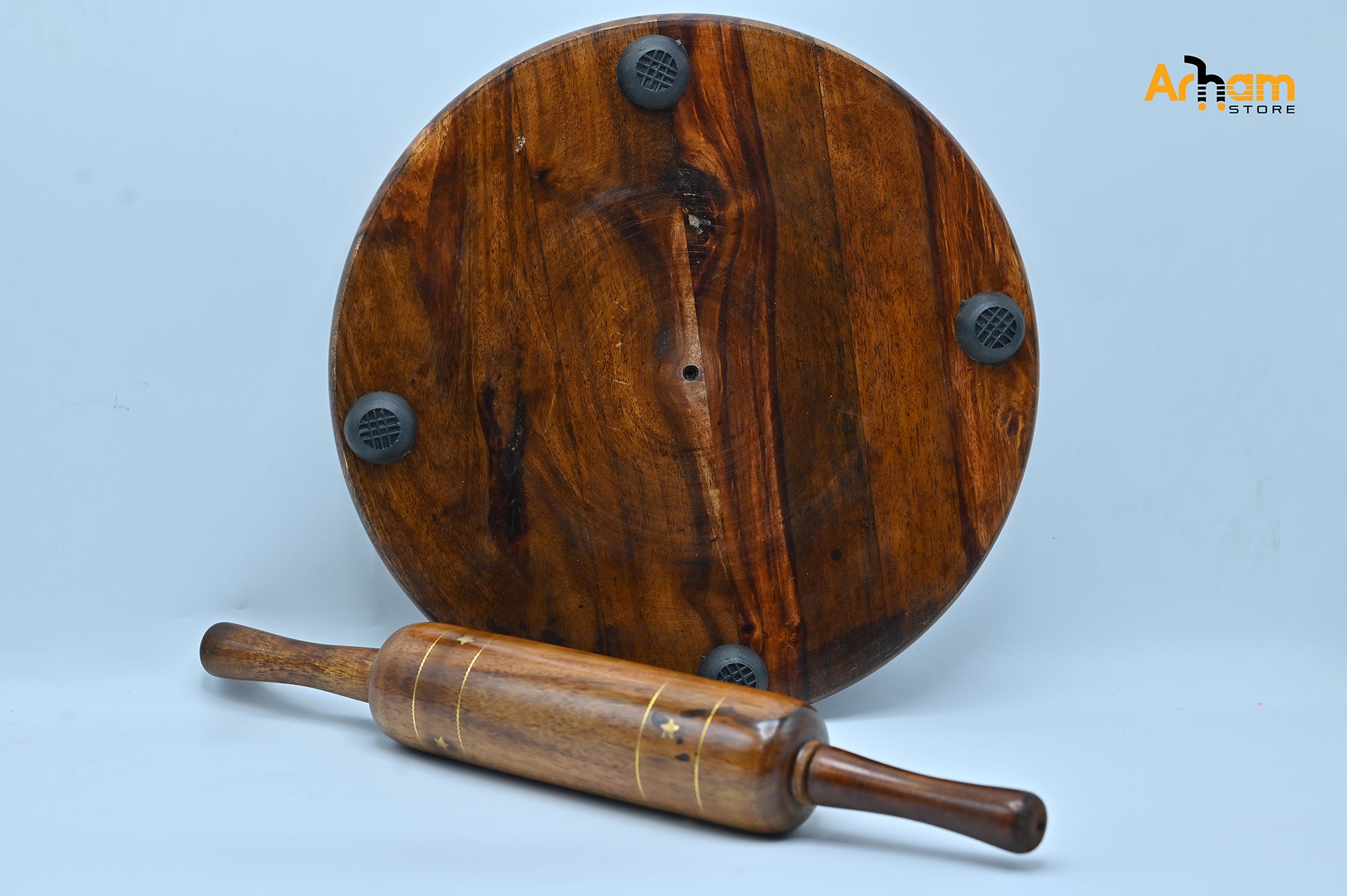 Wooden Rolling pin plus Rolling board (chakla, bailna).