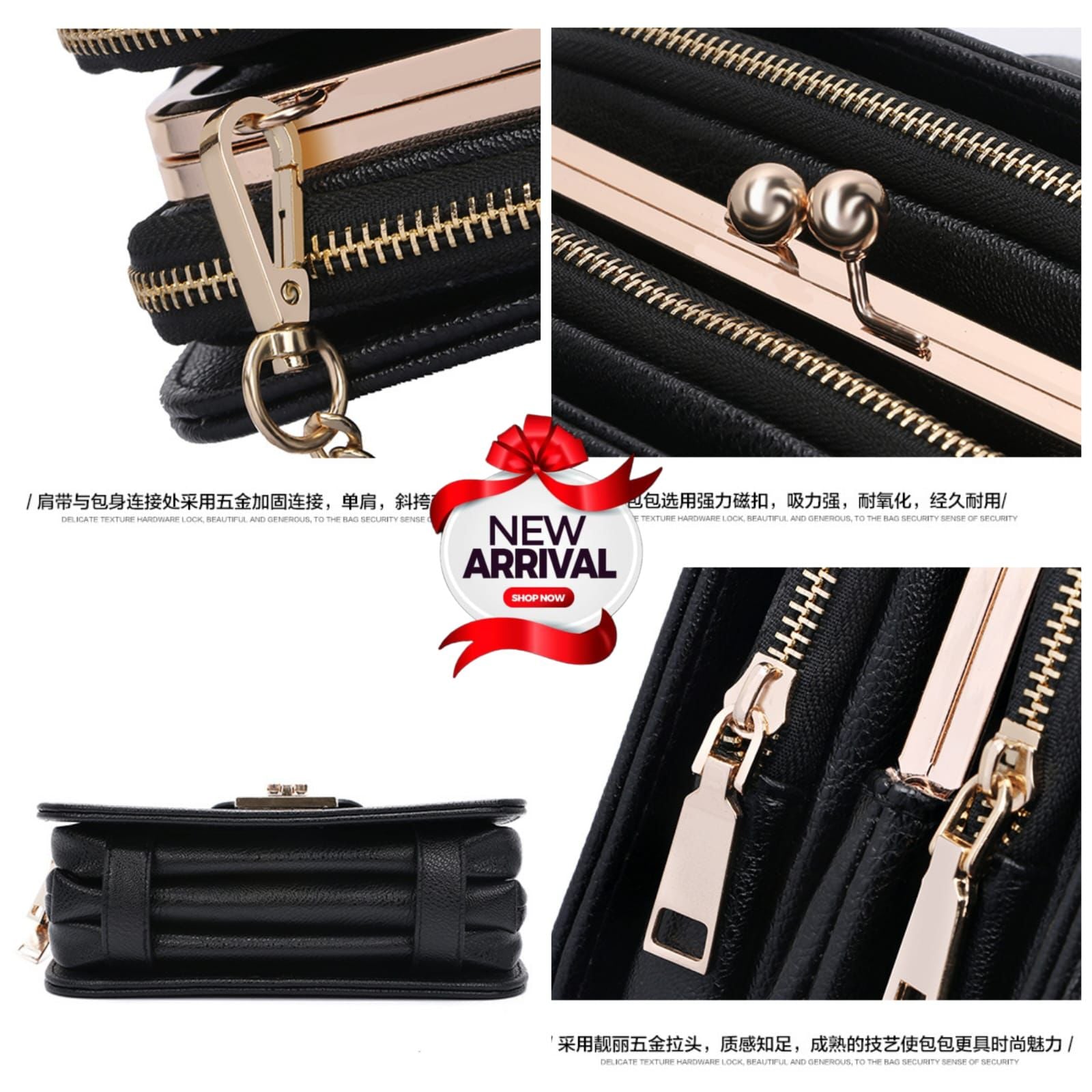 Imported 3Partition cross body bag