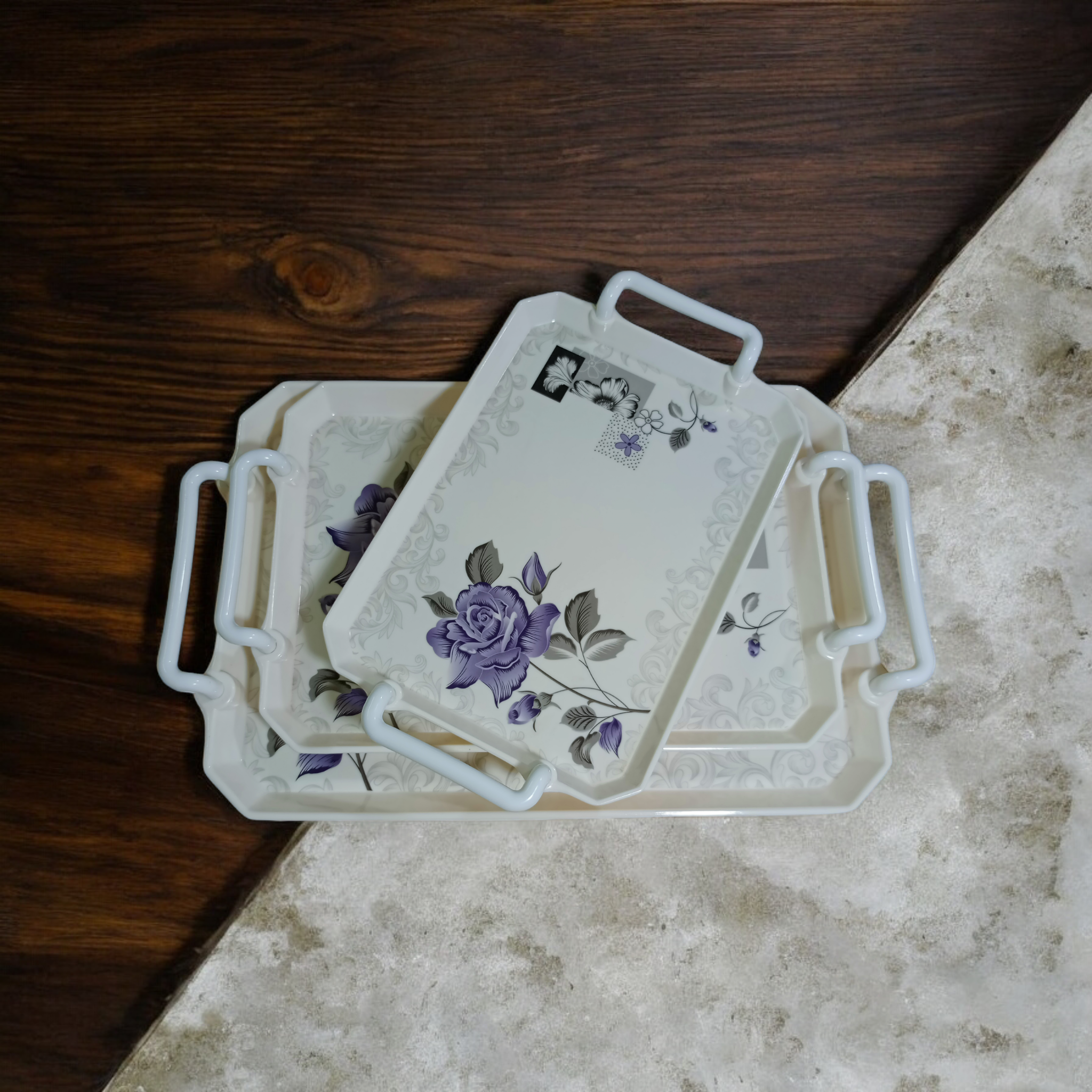 New 3-piece Melamine Tray set Amazing Designs