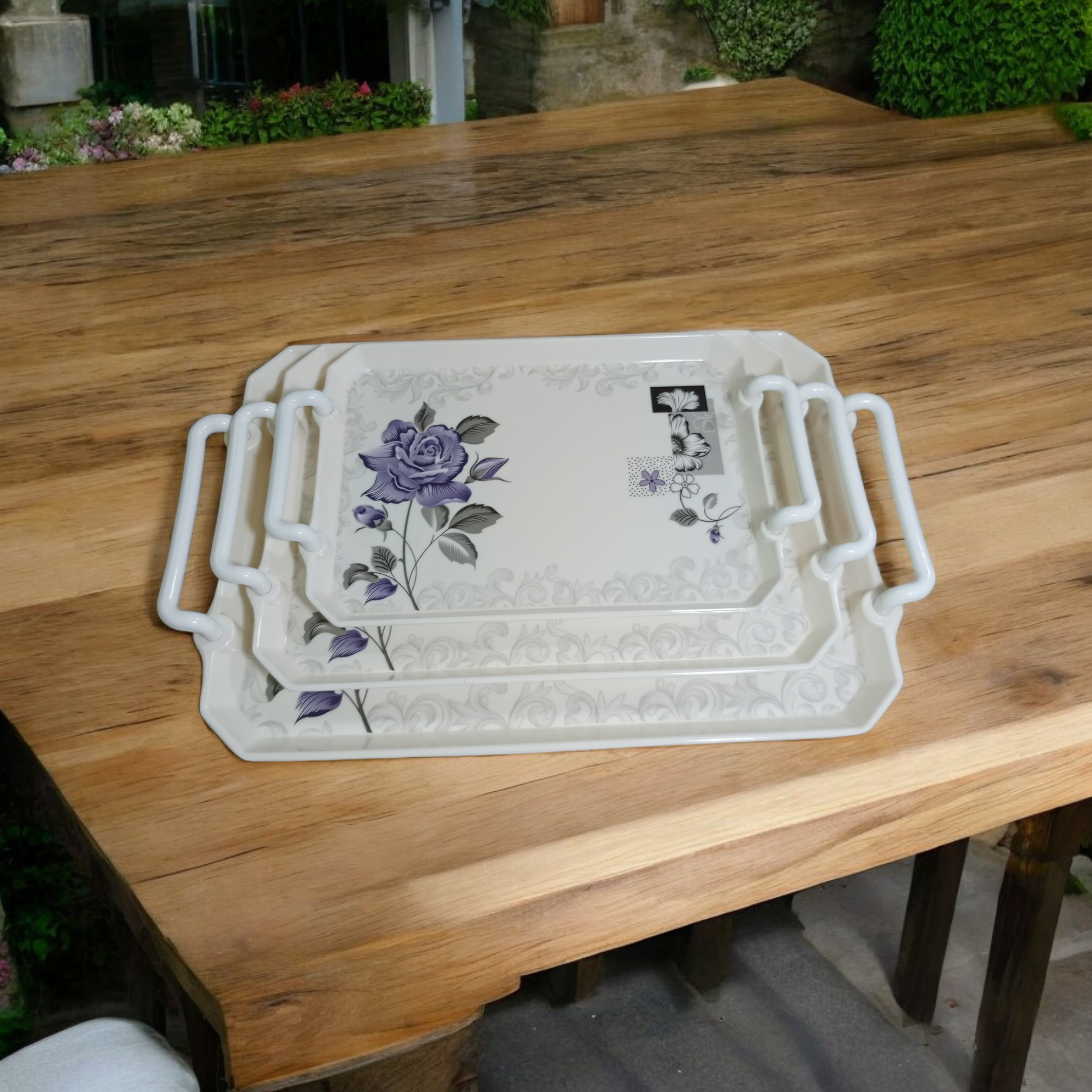 New 3-piece Melamine Tray set Amazing Designs