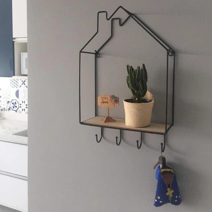 Modern Hut Hanging Shelf with Metal Frames and Addition Hooks