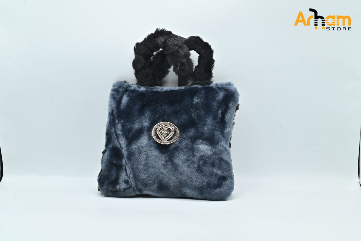 Girls Bag Fluffy & Soft Handbag Black