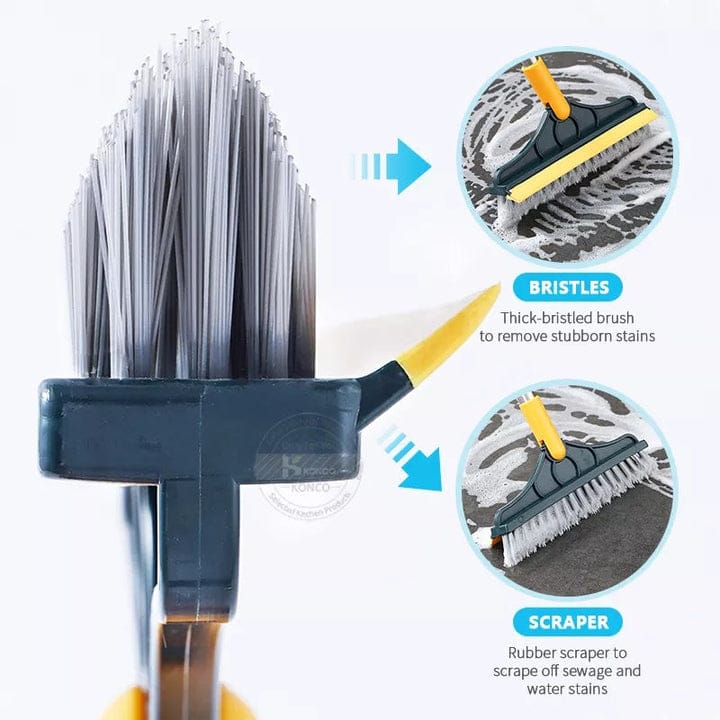 Long Handle Floor Scrub Brush With Wiper