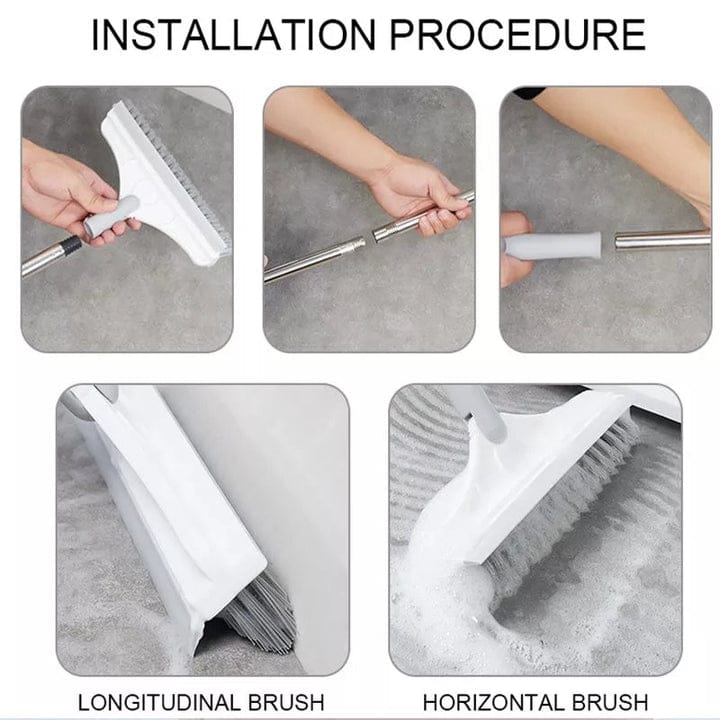 Long Handle Floor Scrub Brush With Wiper