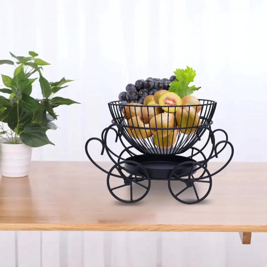 Black Metal 2 Tier Decorative Fruit Basket