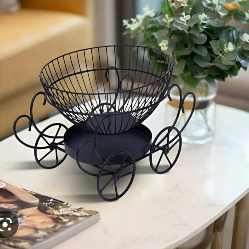 Black Metal 2 Tier Decorative Fruit Basket