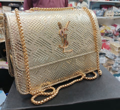 Stylish cross body with long chain and inside partition chain bag