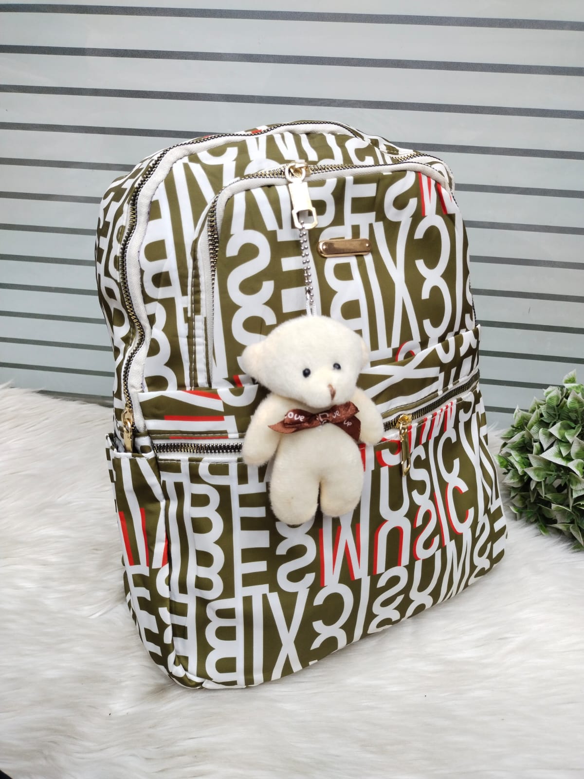 Fashion backpack with trendy prints