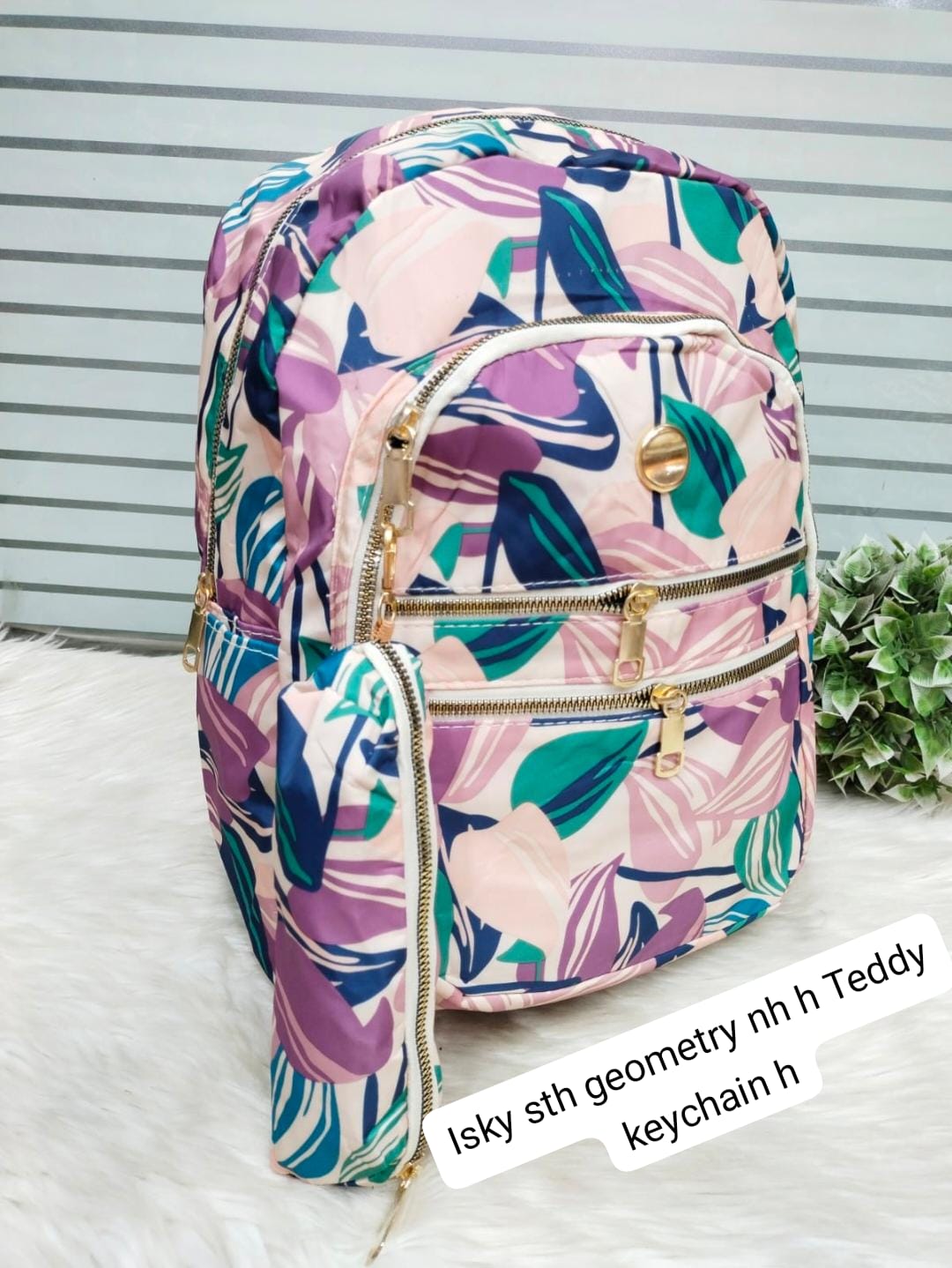 Fashion backpack with trendy prints