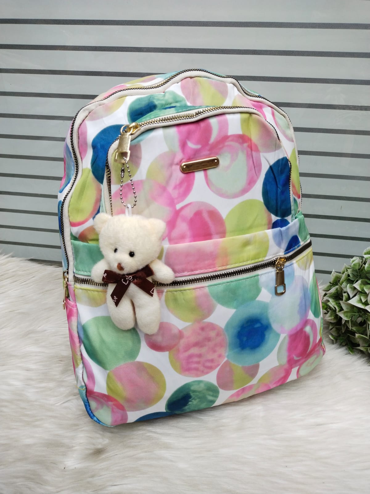 Fashion backpack with trendy prints