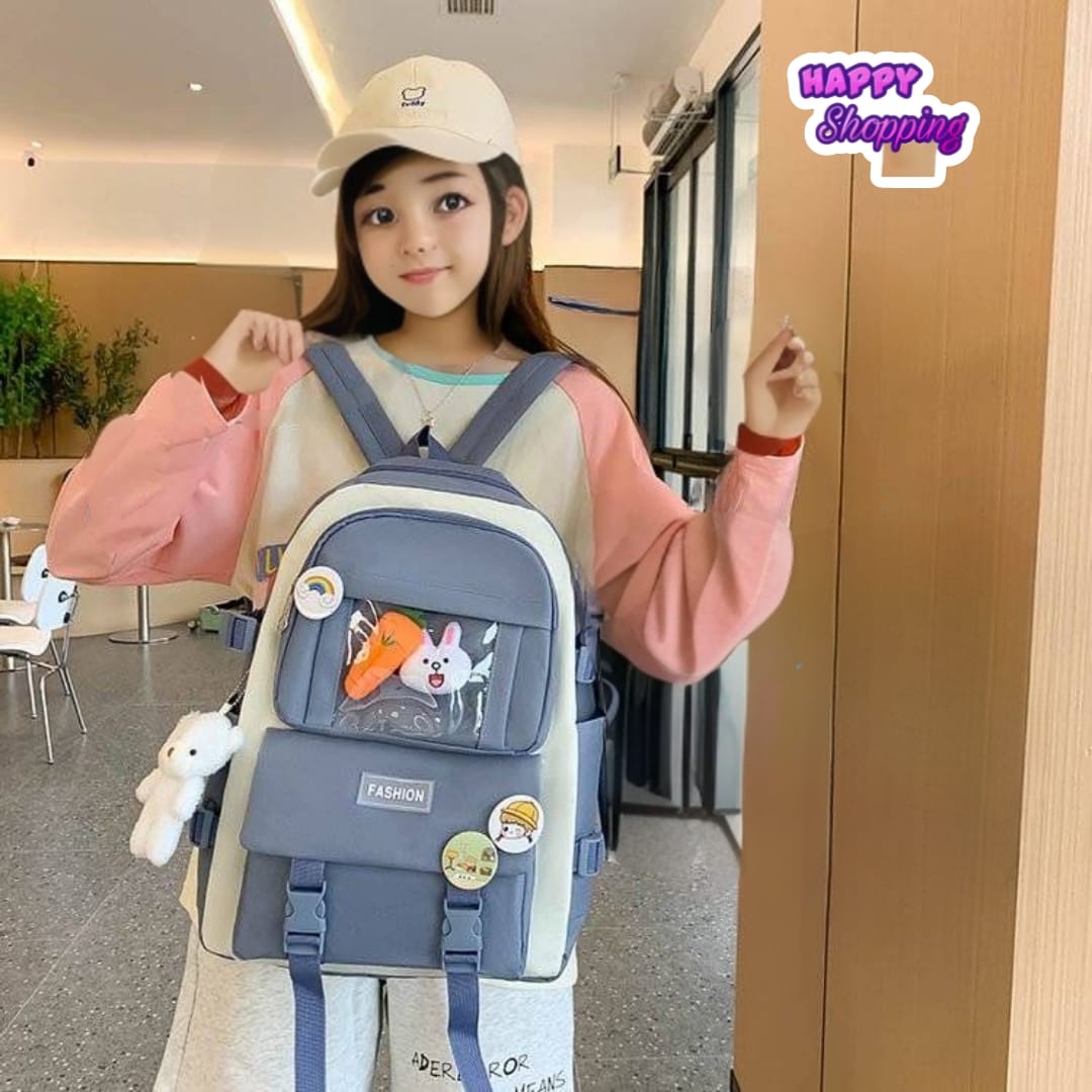 Cartoon Little Bear School College Bag 5 Pieces Set