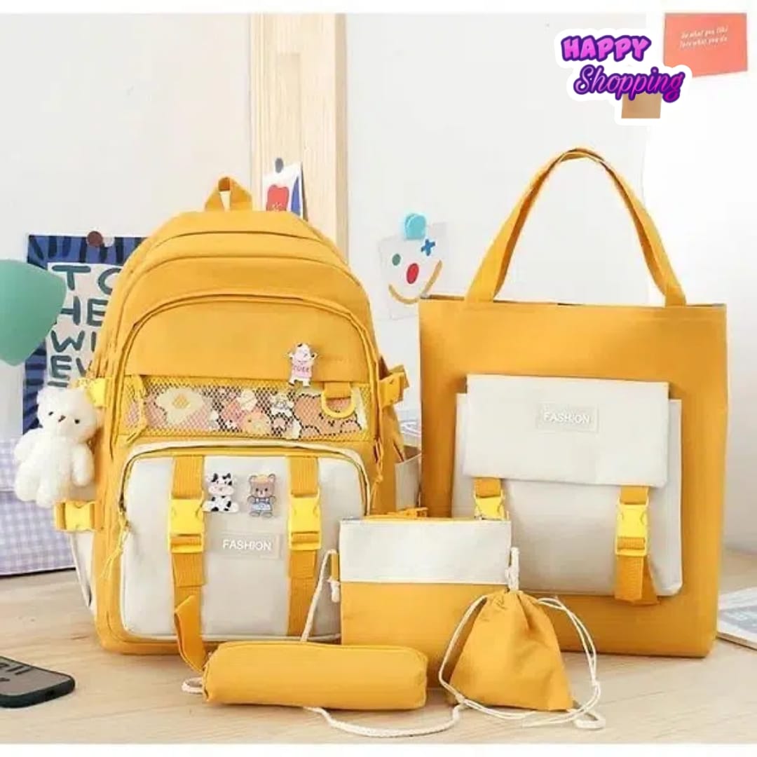 Cartoon Little Bear School College Bag 5 Pieces Set