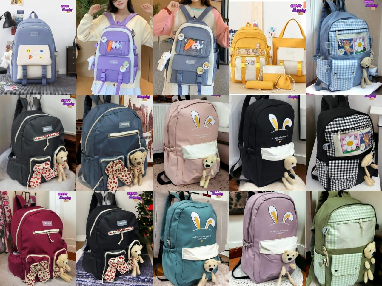 Cartoon Little Bear School College Bag 5 Pieces Set