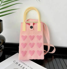 Korean Knitted Cellphones Crossbody Bags