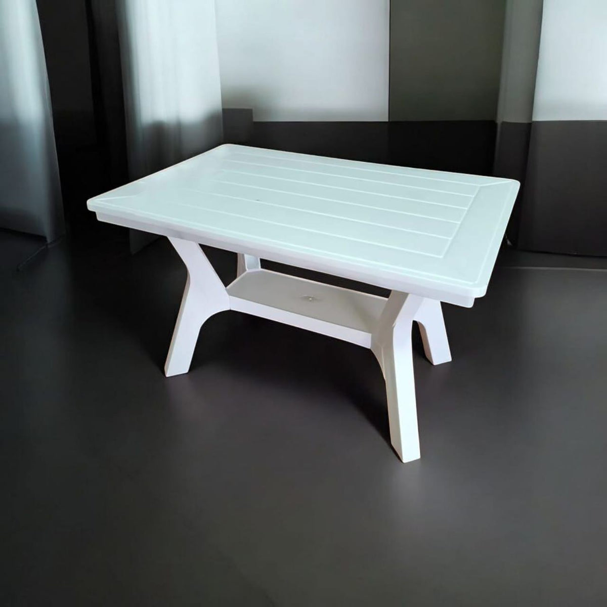 White Color Rectangular Shape Plastic Garden Outdoor Table Dinner Table Pure #121