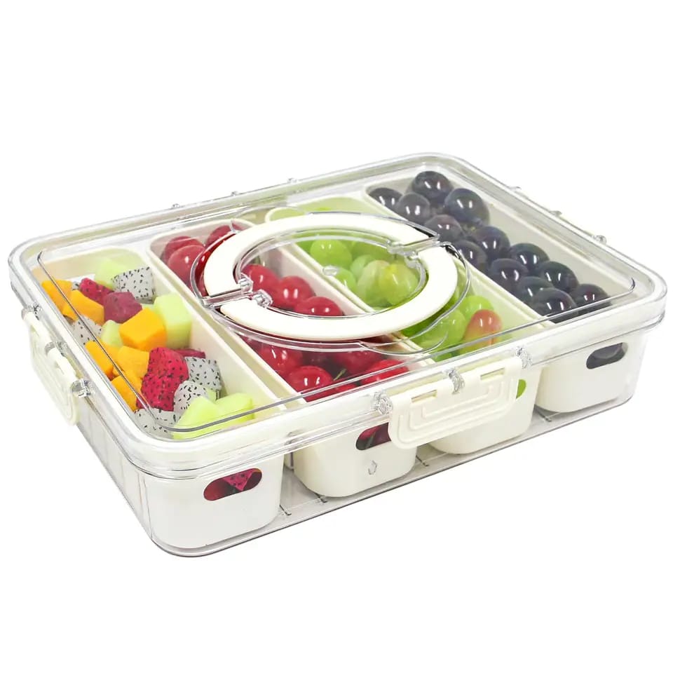 Compartment Snack Box With Lid & Handle