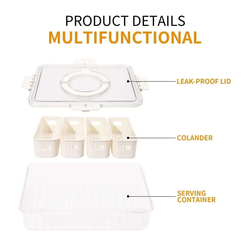 Compartment Snack Box With Lid & Handle