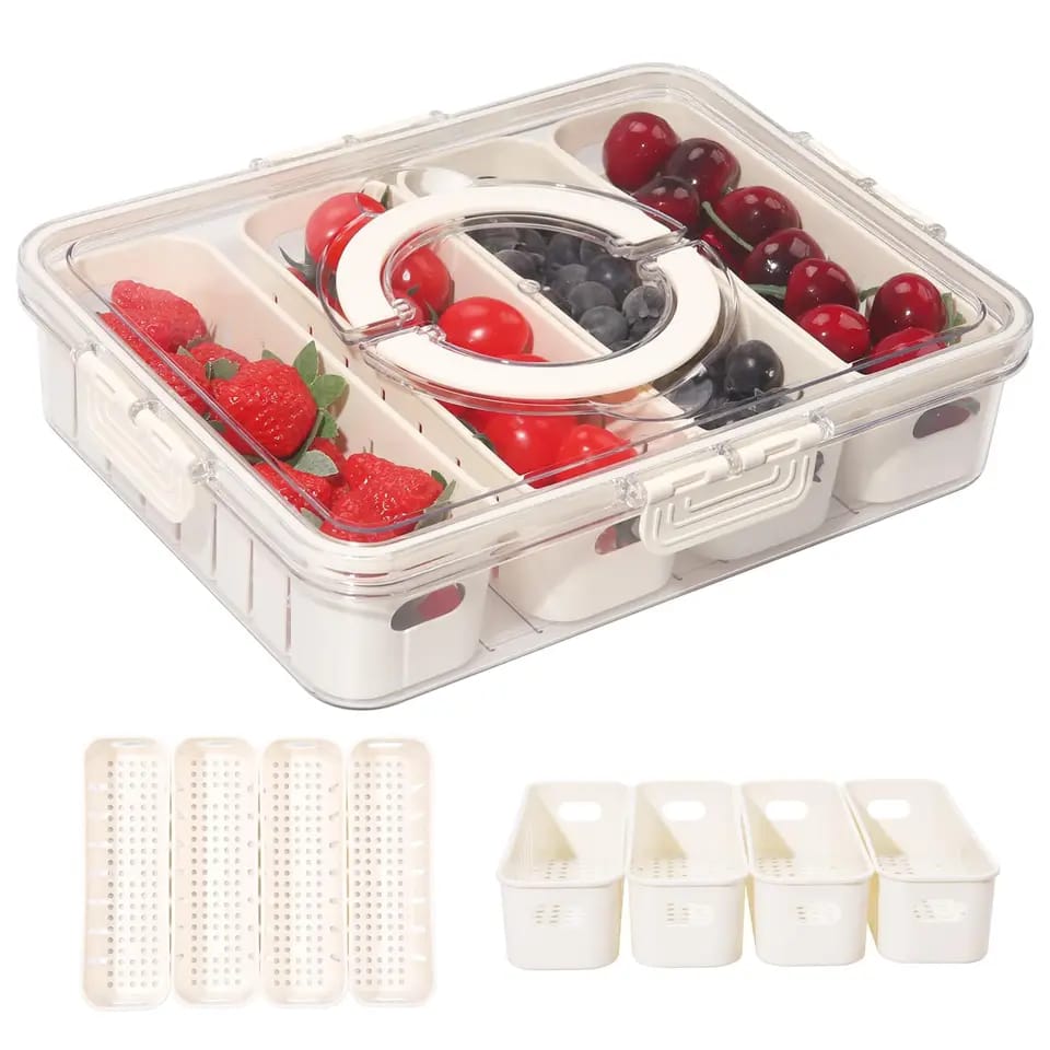 Compartment Snack Box With Lid & Handle