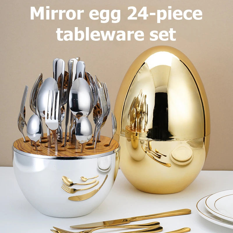 24 Piece's Cutlery Set Big Egg Storage Set