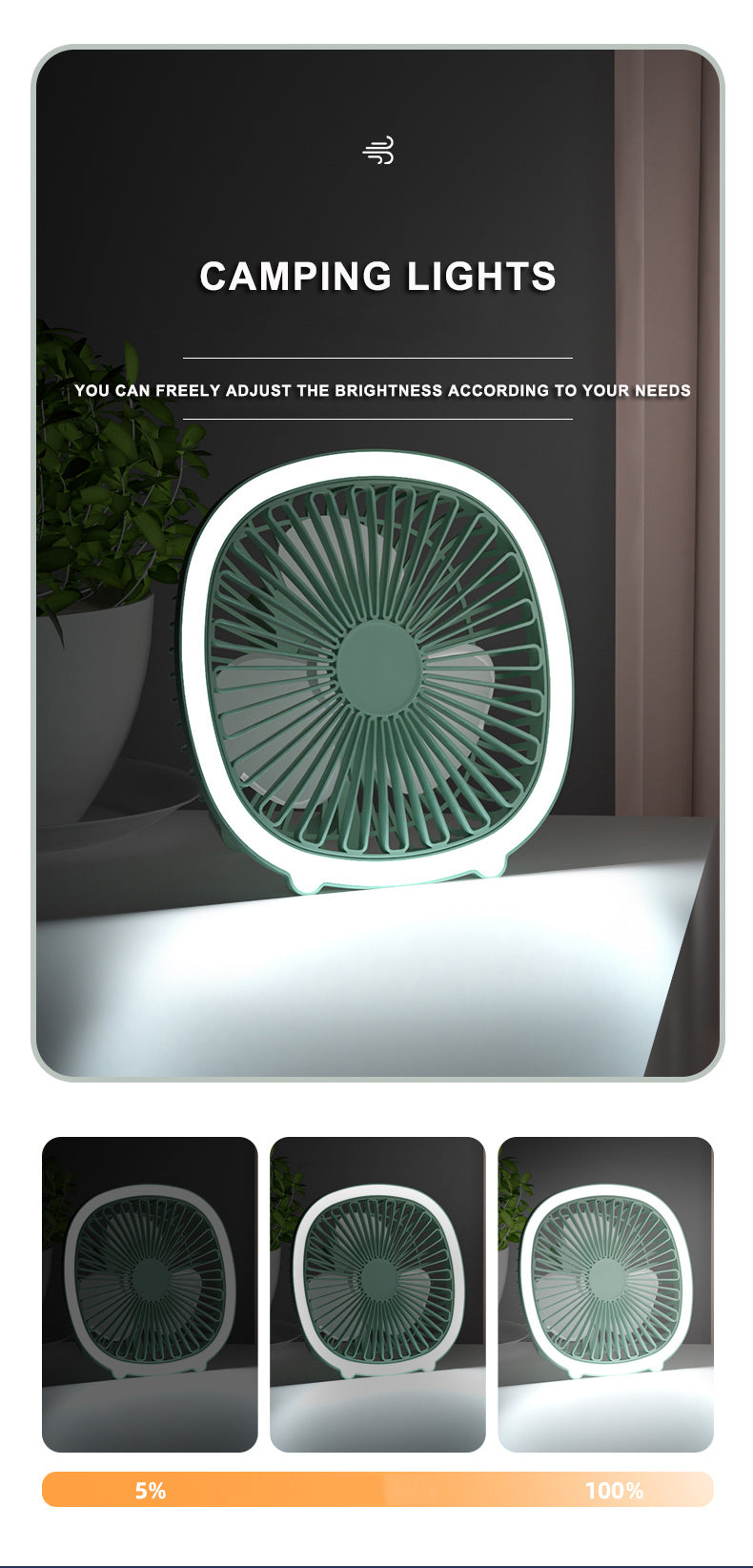 Mini Portable Fan With Led Light