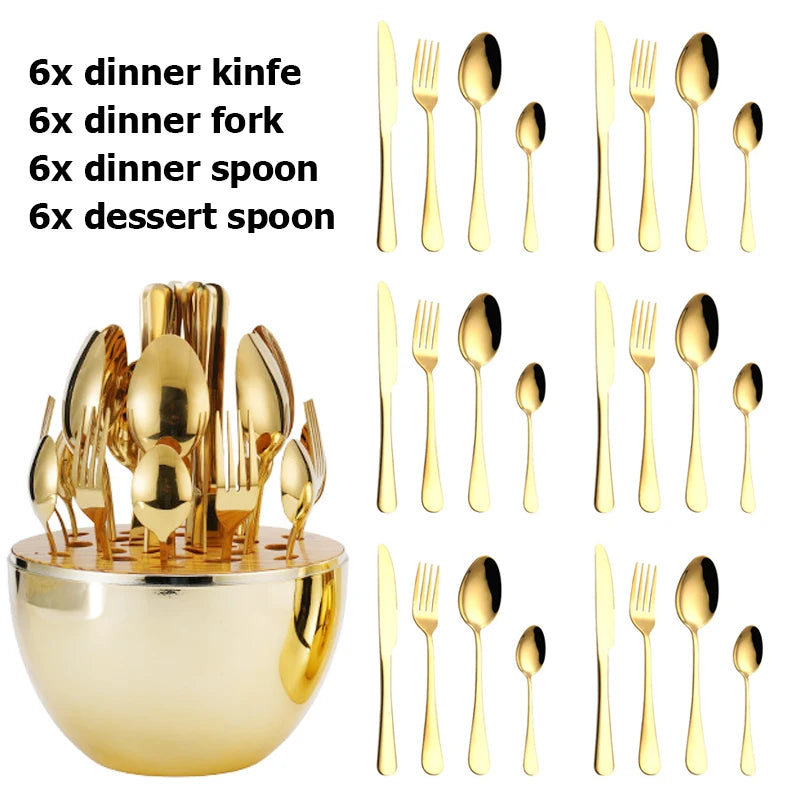 24 Piece's Cutlery Set Big Egg Storage Set